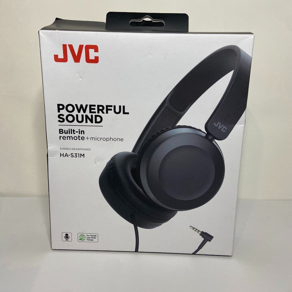 JVC Headphones Black HA-S31M Built-In Remote & Microphone NIB